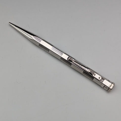 British Vintage Yard O' Red Rhodium Plated Hexagon Propelled Pencil in Paper Box
